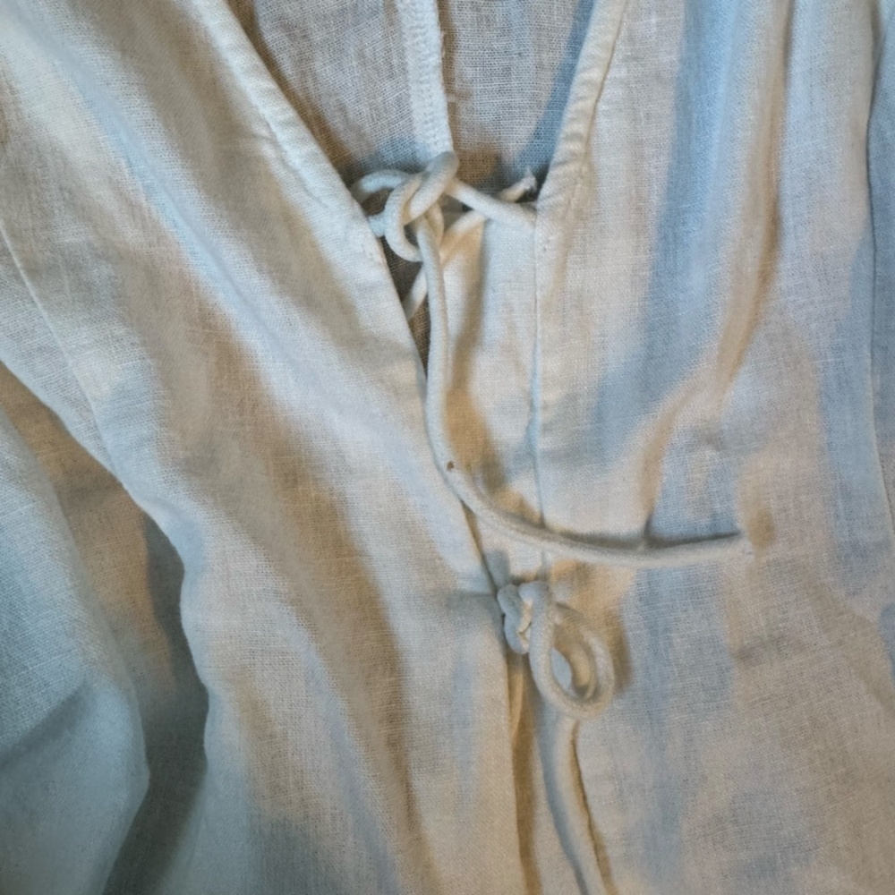 A New Day Linen Blend Tie Front Top - Picture 6 of 6